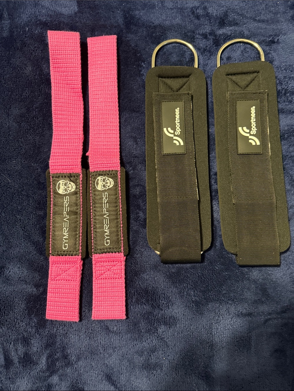 Gymreapers Pink Lifting Straps & Sportneer Black Ankle Straps Set New WOT